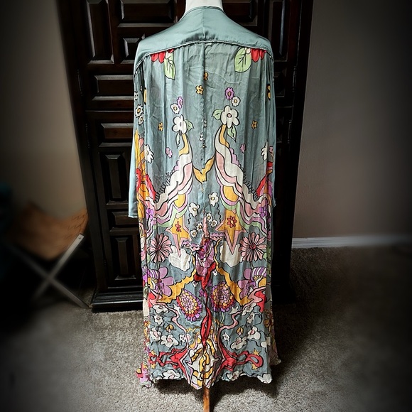 Free People. RARE. Monarch Kimono in Seafoam. - Picture 3 of 7